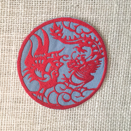 ♡ Rooster & Dragon Chambray Patch ♡